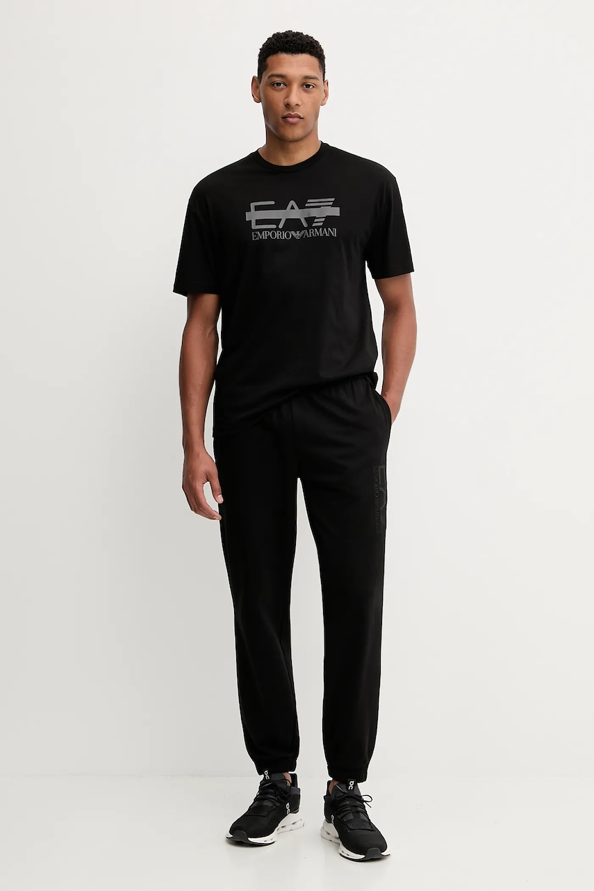 Хлопковая футболка EA7 Emporio Armani цвет чёрный с принтом AF10375-7M001129 Хлопковая футболка EA7 Emporio Armani цвет чёрный с принтом AF10375-7M001129