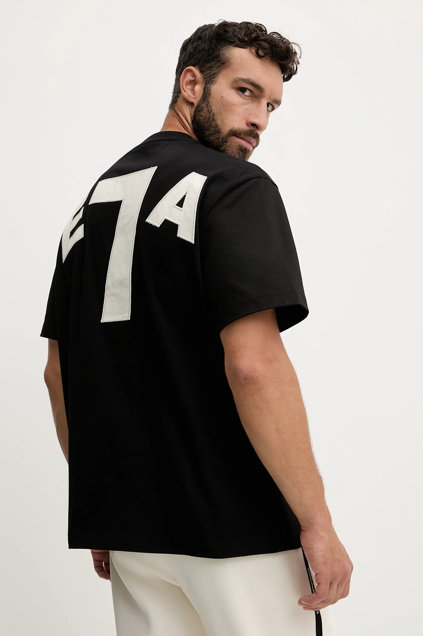 Levně Bavlněné tričko EA7 Emporio Armani pánské, černá barva, s aplikací, AF13785.7X000164