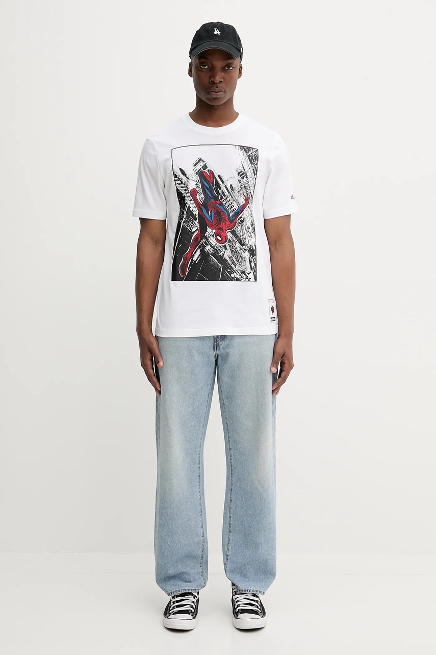 Хлопковая футболка adidas Spiderman T-S цвет белый с принтом JL5556 Хлопковая футболка adidas Spiderman T-S цвет белый с принтом JL5556