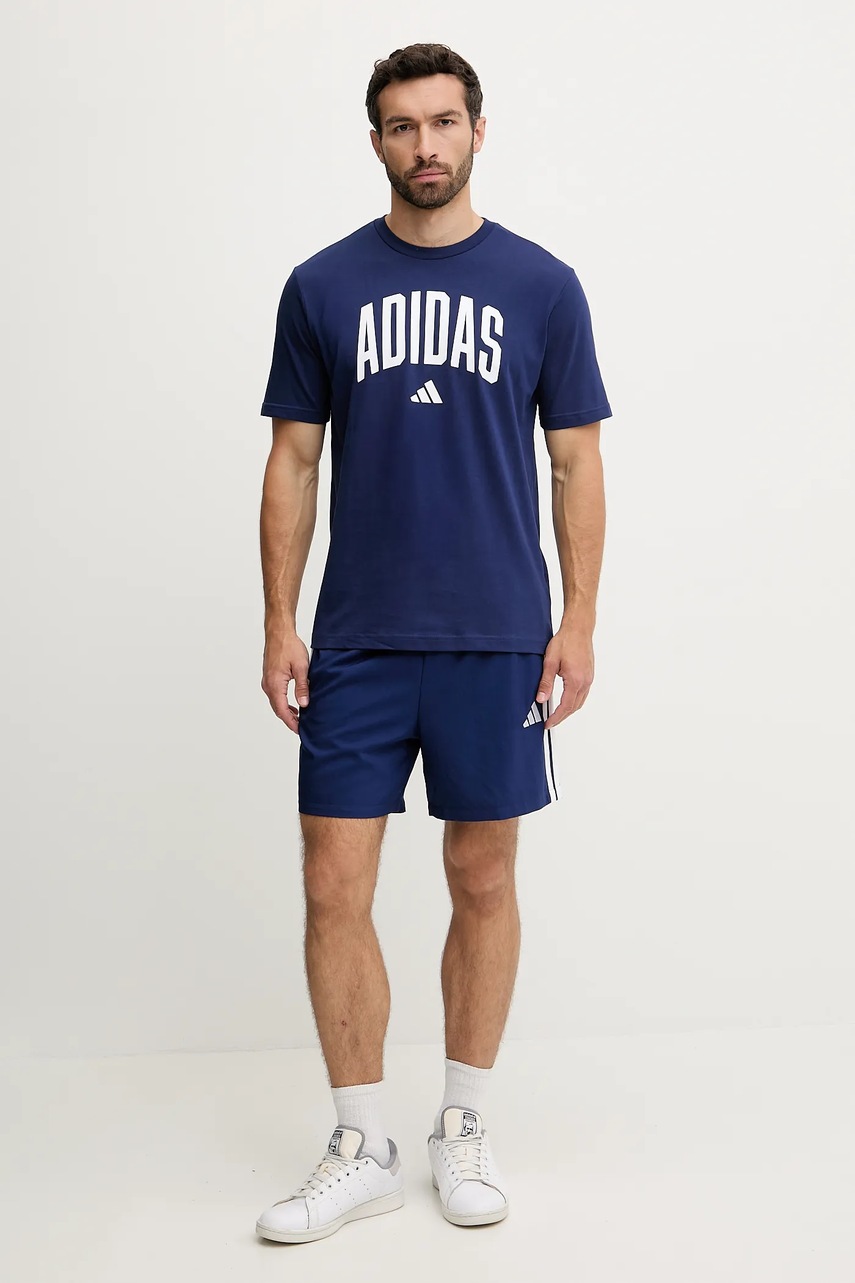 Хлопковая футболка adidas Collegiate с принтом JM6417