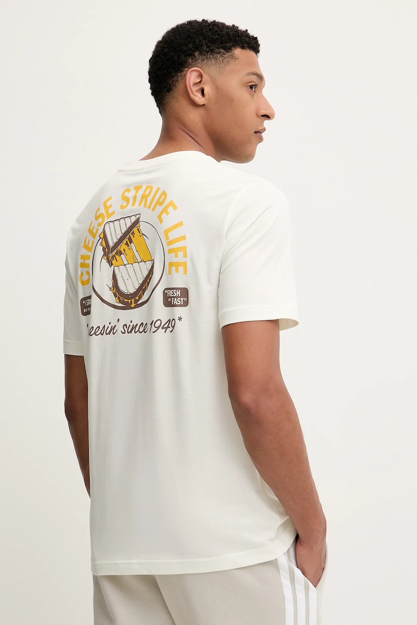 adidas tricou din bumbac Food Grilled Cheese Graphic Tee culoarea bej, cu imprimeu, JM6459