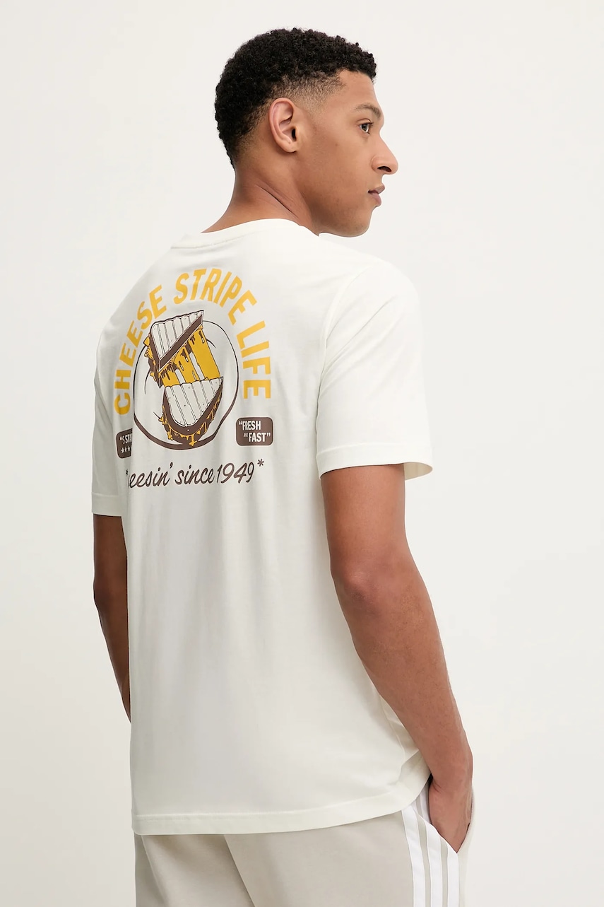 adidas tricou din bumbac Food Grilled Cheese Graphic Tee culoarea bej, cu imprimeu, JM6459