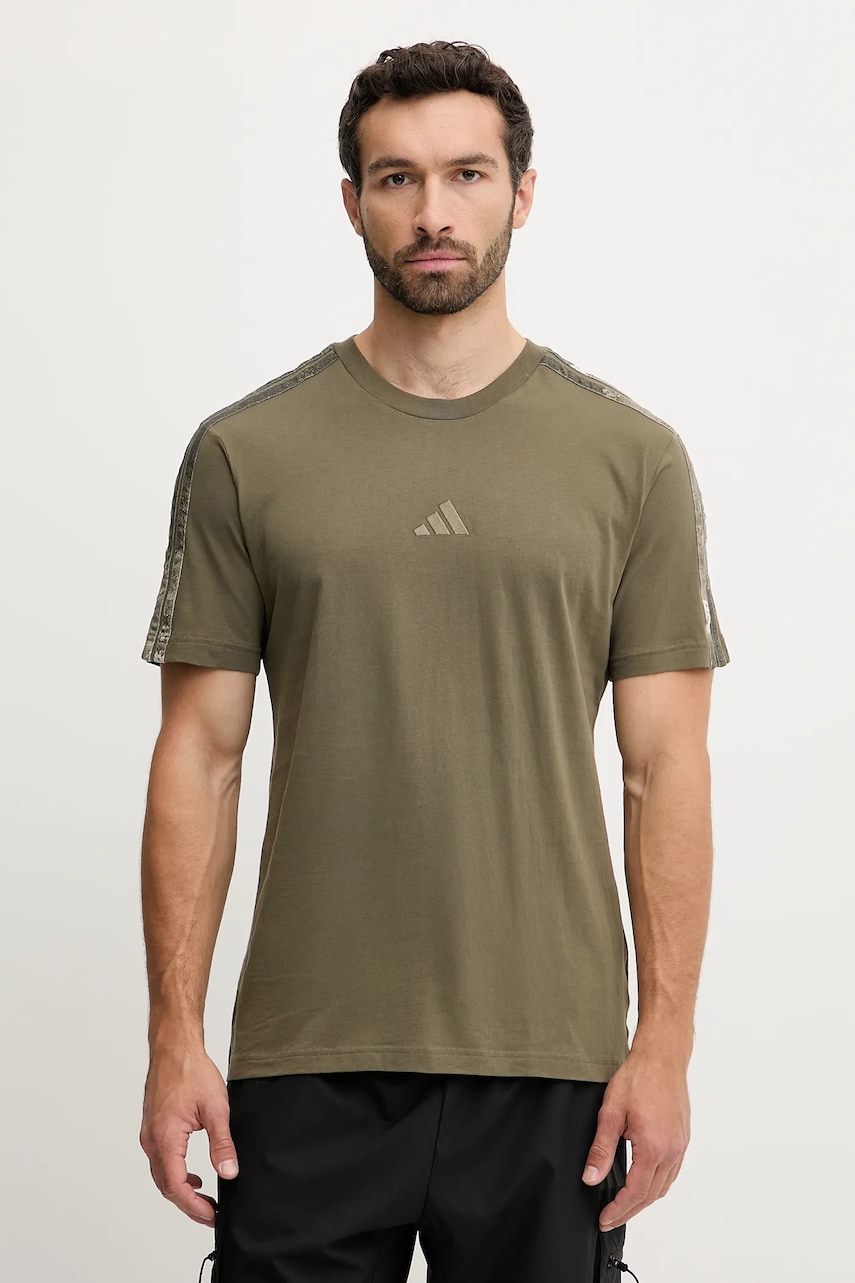 adidas tricou din bumbac AOP Colourblock T-Shirt culoarea verde, cu imprimeu, JM9201
