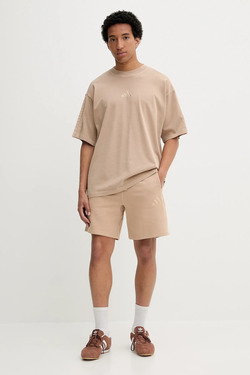 Хлопковая футболка adidas All SZN цвет бежевый однотонная JN0609