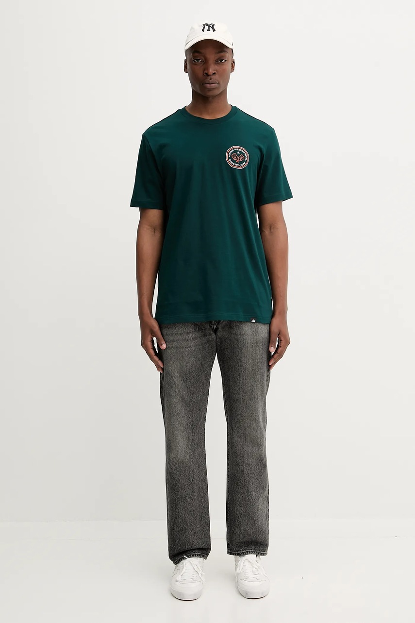 Хлопковая футболка adidas Club Scenic цвет зелёный с принтом JV8447