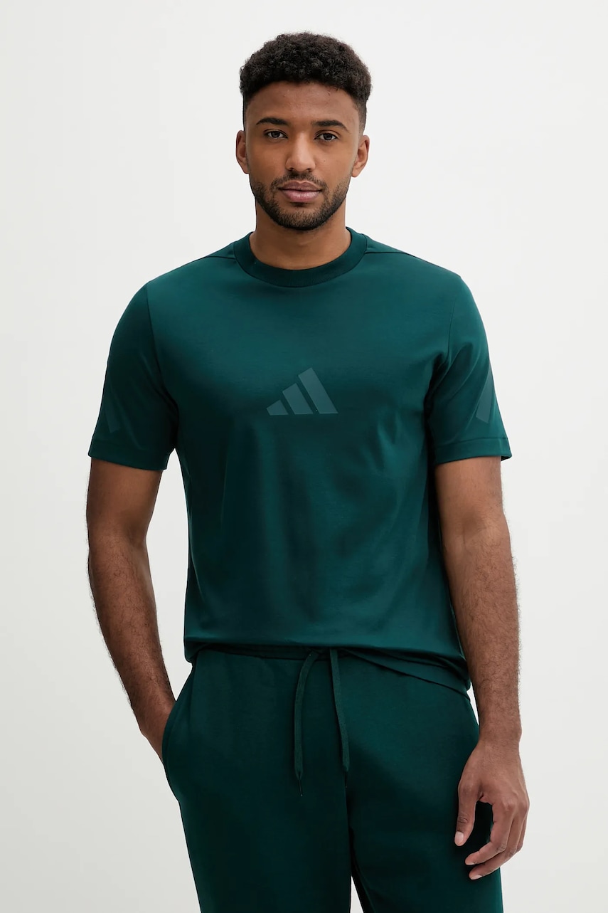 adidas tricou din bumbac x Z.N.E culoarea verde, cu imprimeu, JW4736 adidas tricou din bumbac x Z.N.E culoarea verde, cu imprimeu, JW4736