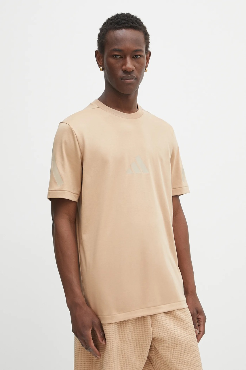 adidas tricou din bumbac x Z.N.E culoarea bej, cu imprimeu, JW4737
