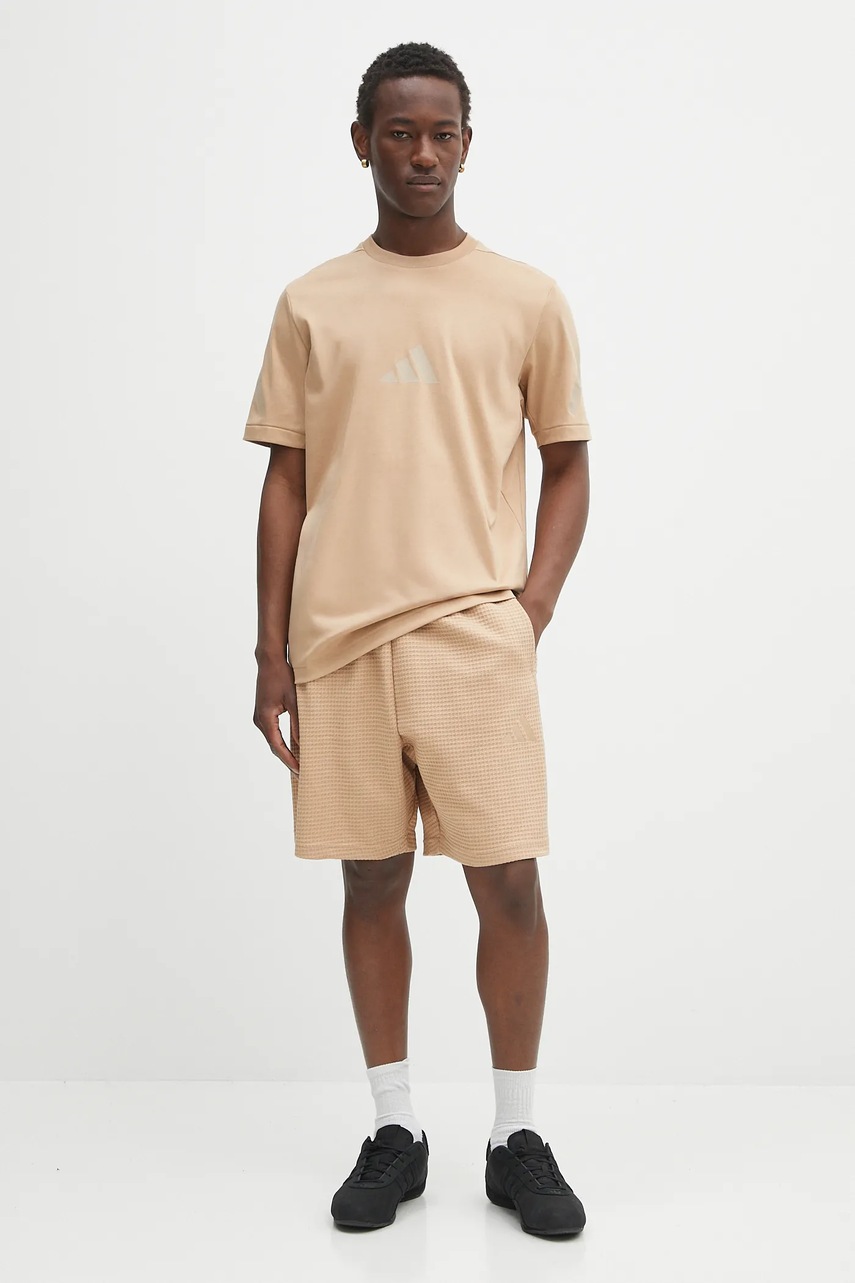 Хлопковая футболка adidas x Z.N.E цвет бежевый с принтом JW4737