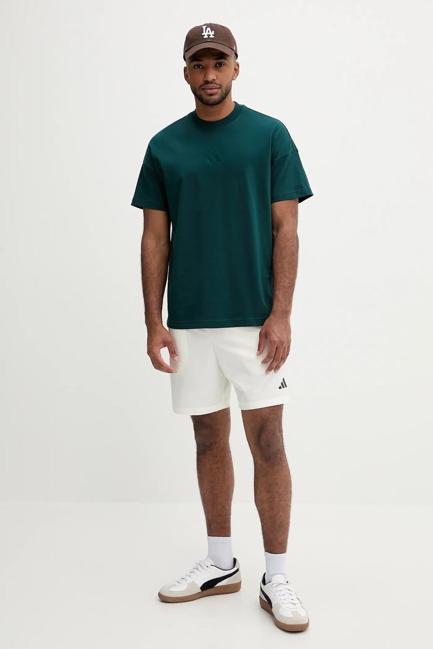 Хлопковая футболка adidas All SZN цвет зелёный однотонная JX5079