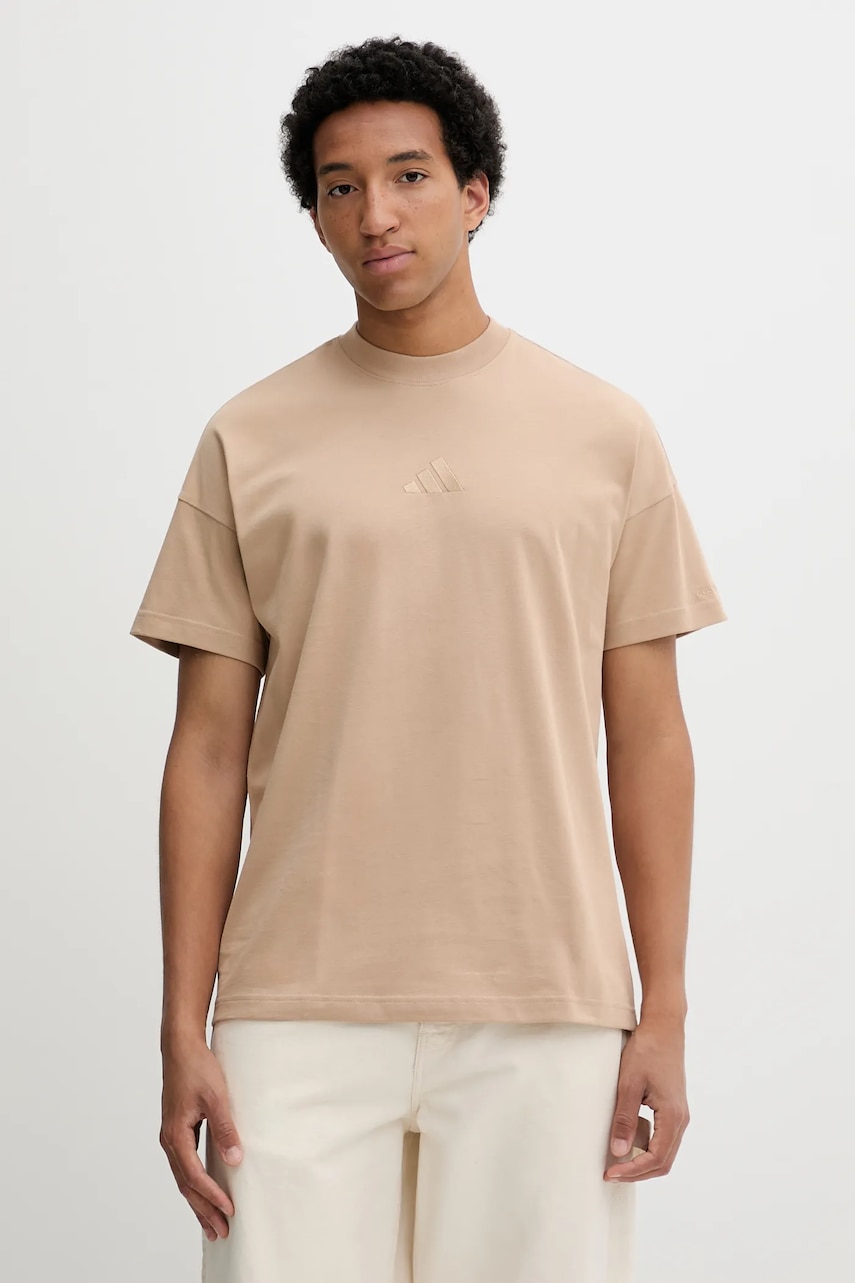 adidas tricou din bumbac All SZN culoarea bej, uni, JX5083