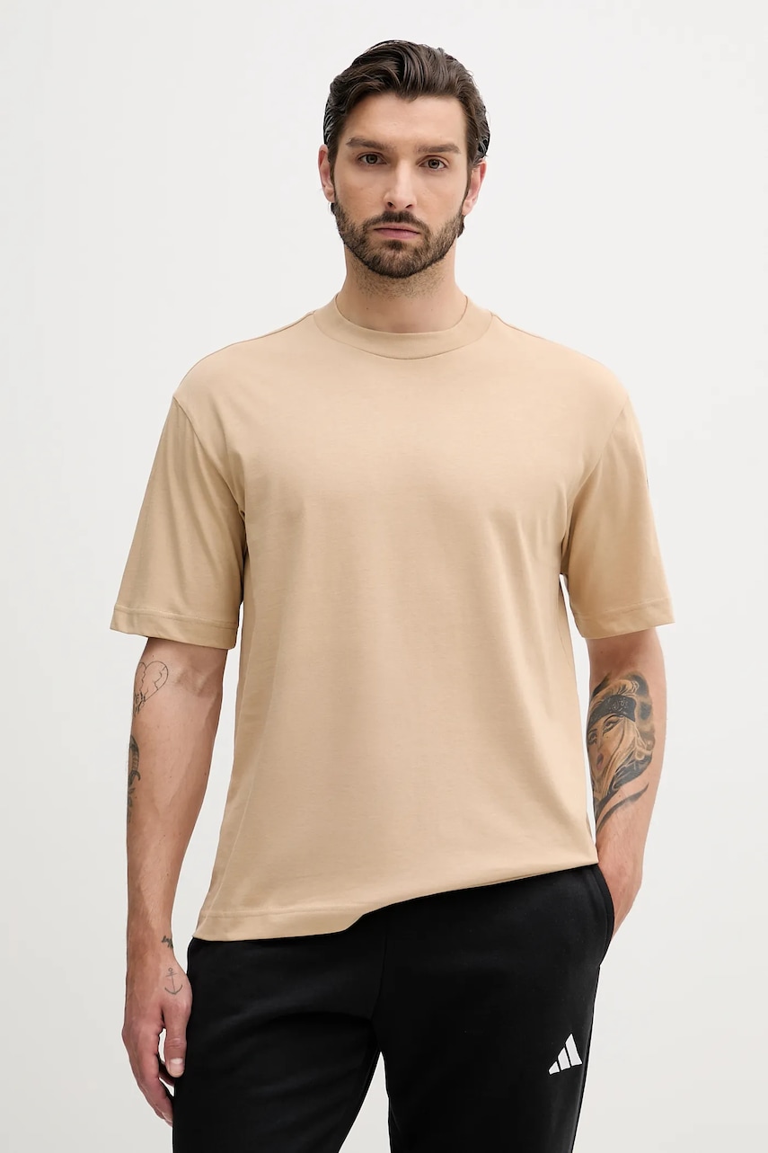 adidas tricou din bumbac Essentials culoarea verde, cu imprimeu, JX5666