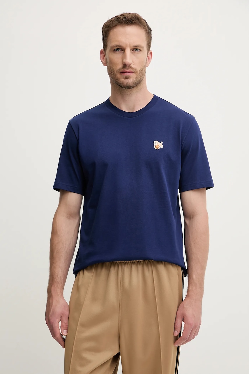 Levně Bavlněné tričko adidas pánské, tmavomodrá barva, s aplikací, JZ7446
