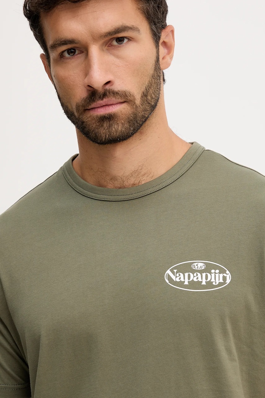 Βαμβακερό μπλουζάκι Napapijri S-Bradgate ανδρικό, χρώμα: πράσινο, NP0A88UNG0A1 φωτογραφία