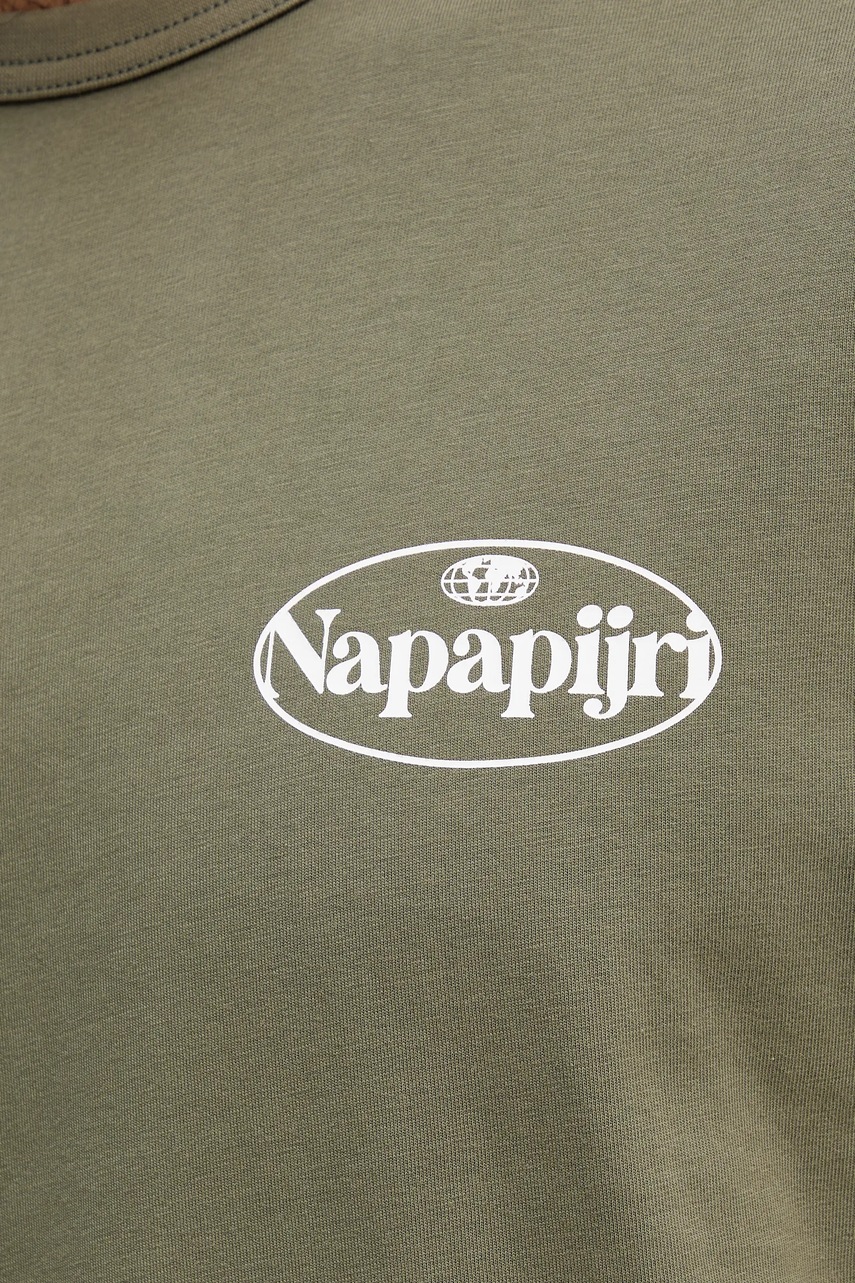 Βαμβακερό μπλουζάκι Napapijri S-Bradgate ανδρικό, χρώμα: πράσινο, NP0A88UNG0A1 φωτογραφία