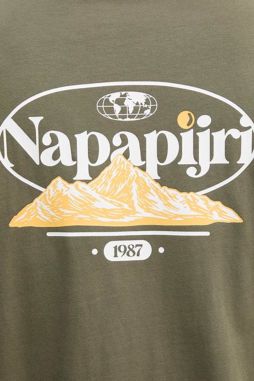 Βαμβακερό μπλουζάκι Napapijri S-Bradgate ανδρικό, χρώμα: πράσινο, NP0A88UNG0A1 φωτογραφία