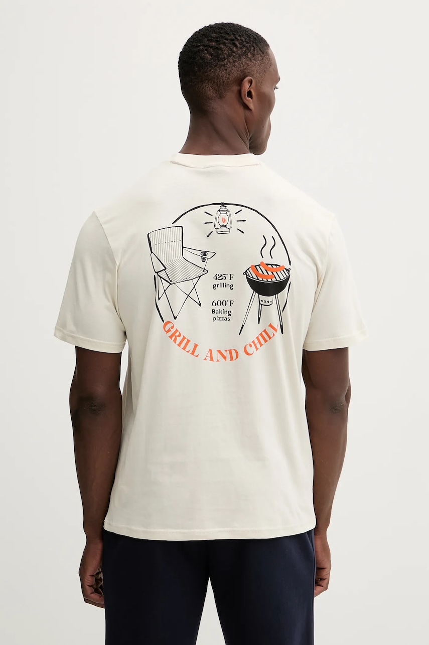 Napapijri tricou din bumbac S-Yukis culoarea bej, cu imprimeu, NP0A8925N1J1
