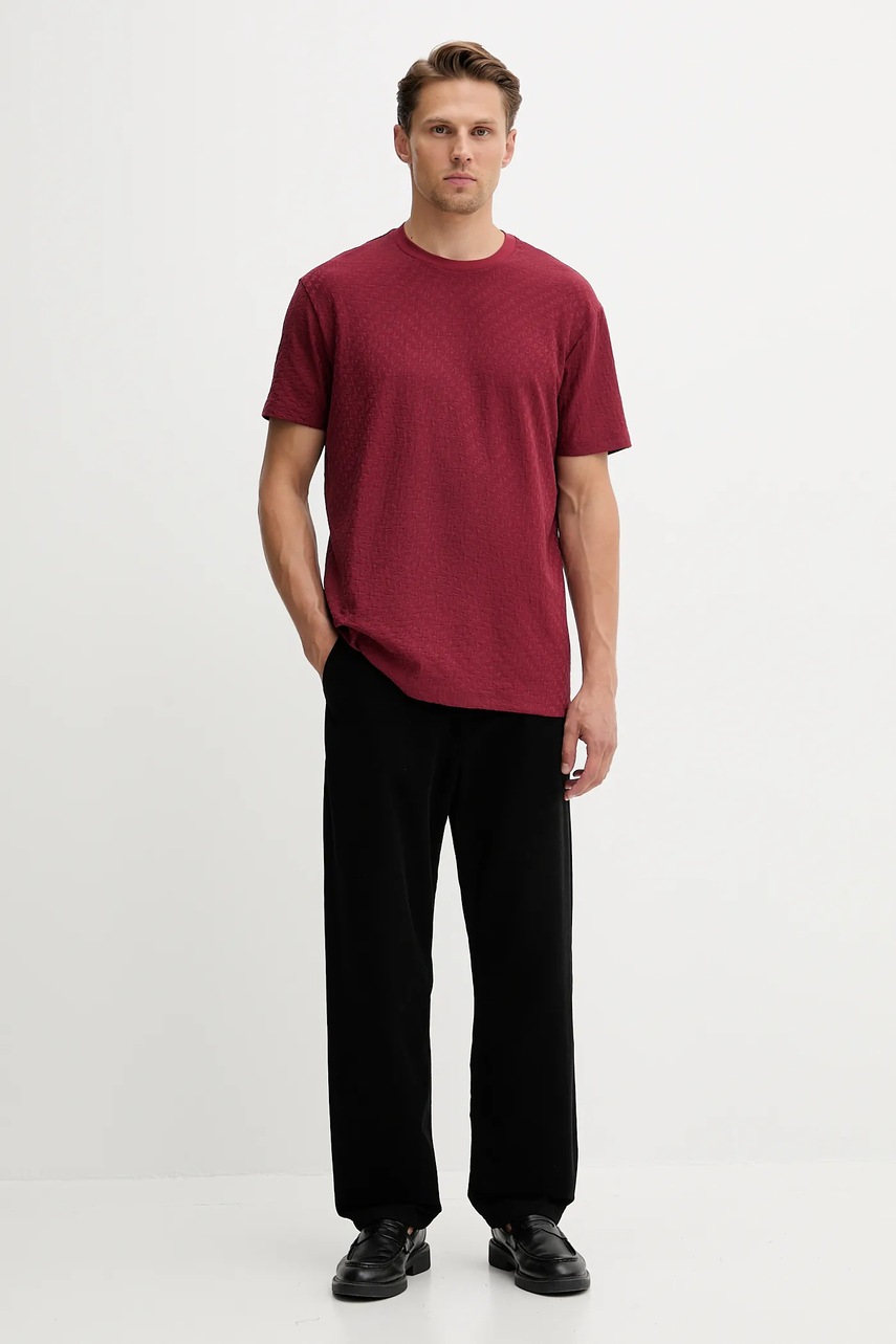 Хлопковая футболка Armani Exchange цвет бордовый узор XM001431 AF10337