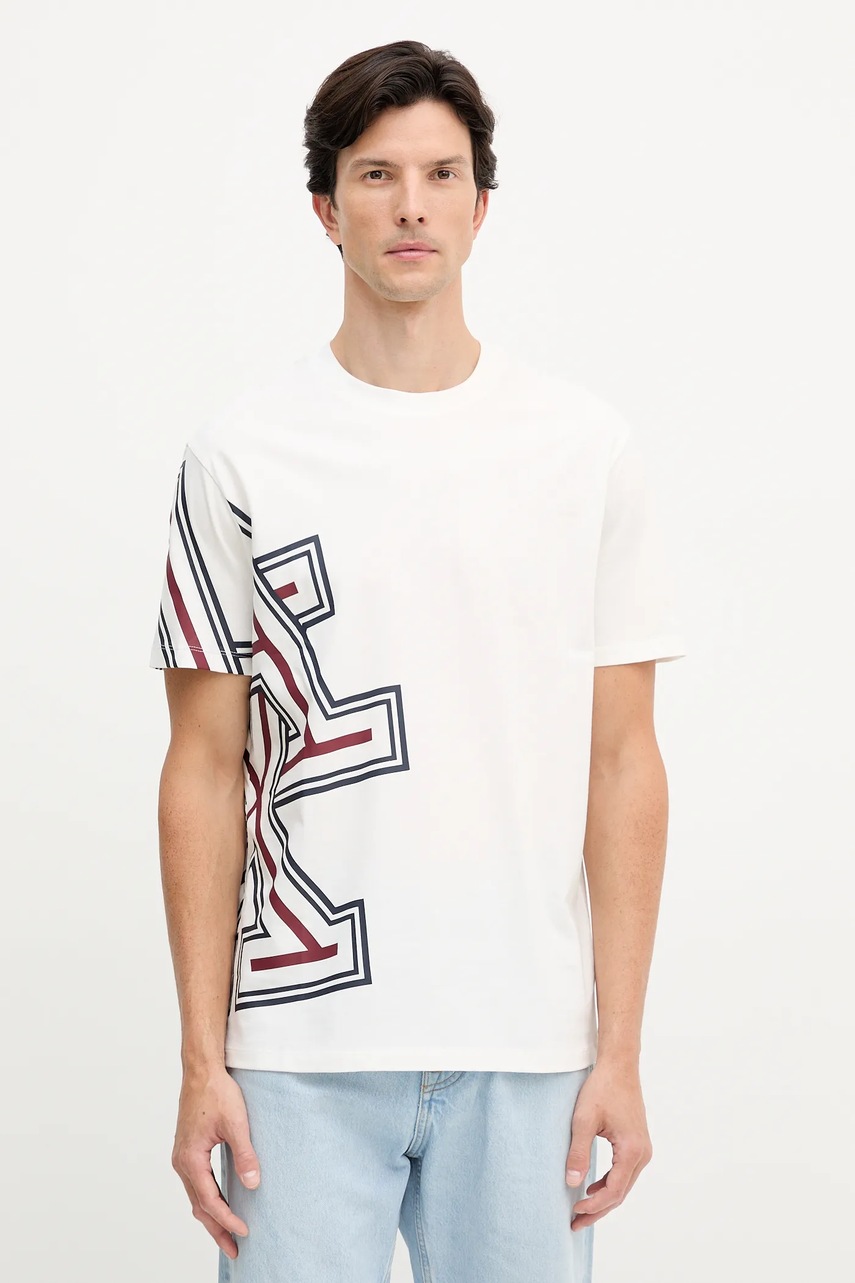 Levně Bavlněné tričko Armani Exchange pánské, bílá barva, s potiskem, XM001439 AF10361