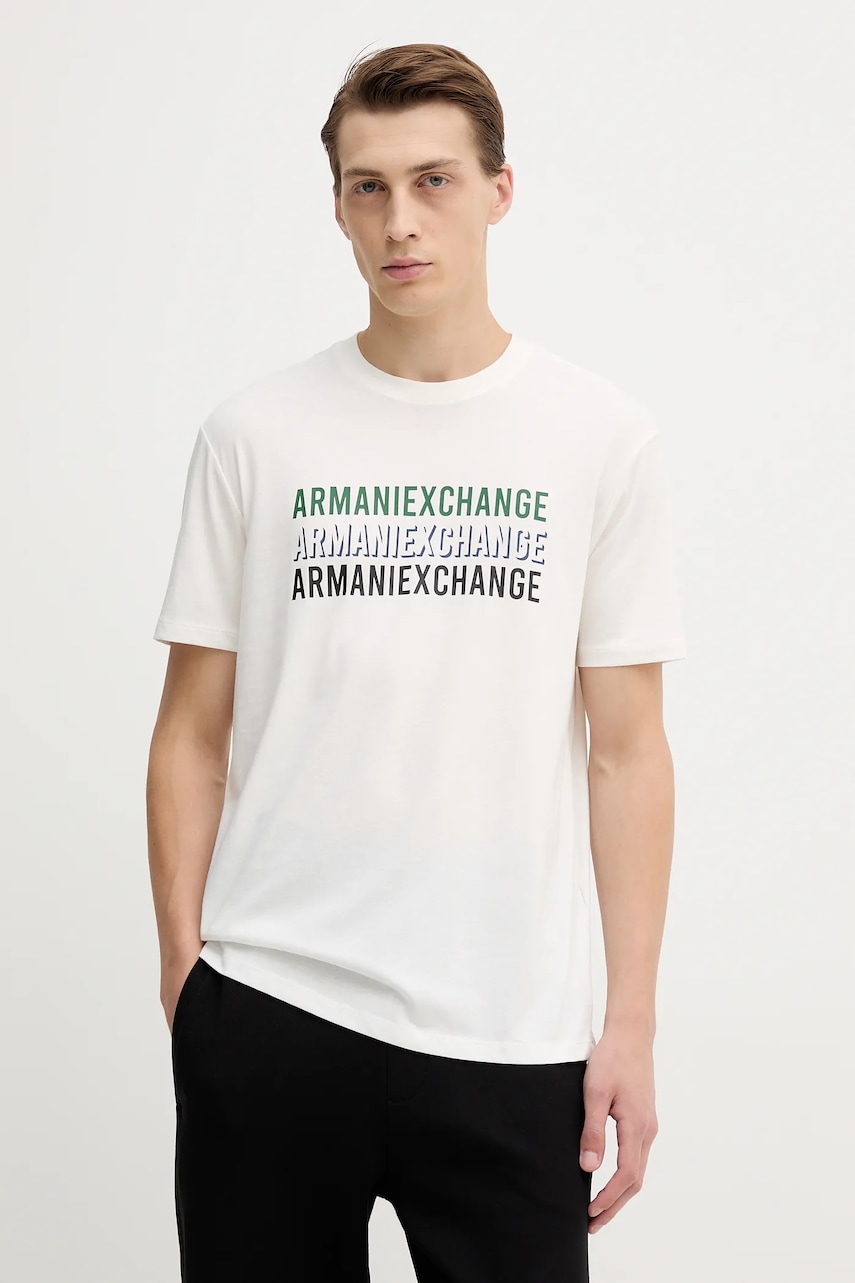 Armani Exchange tricou culoarea alb, cu imprimeu, XM001444 AF10358