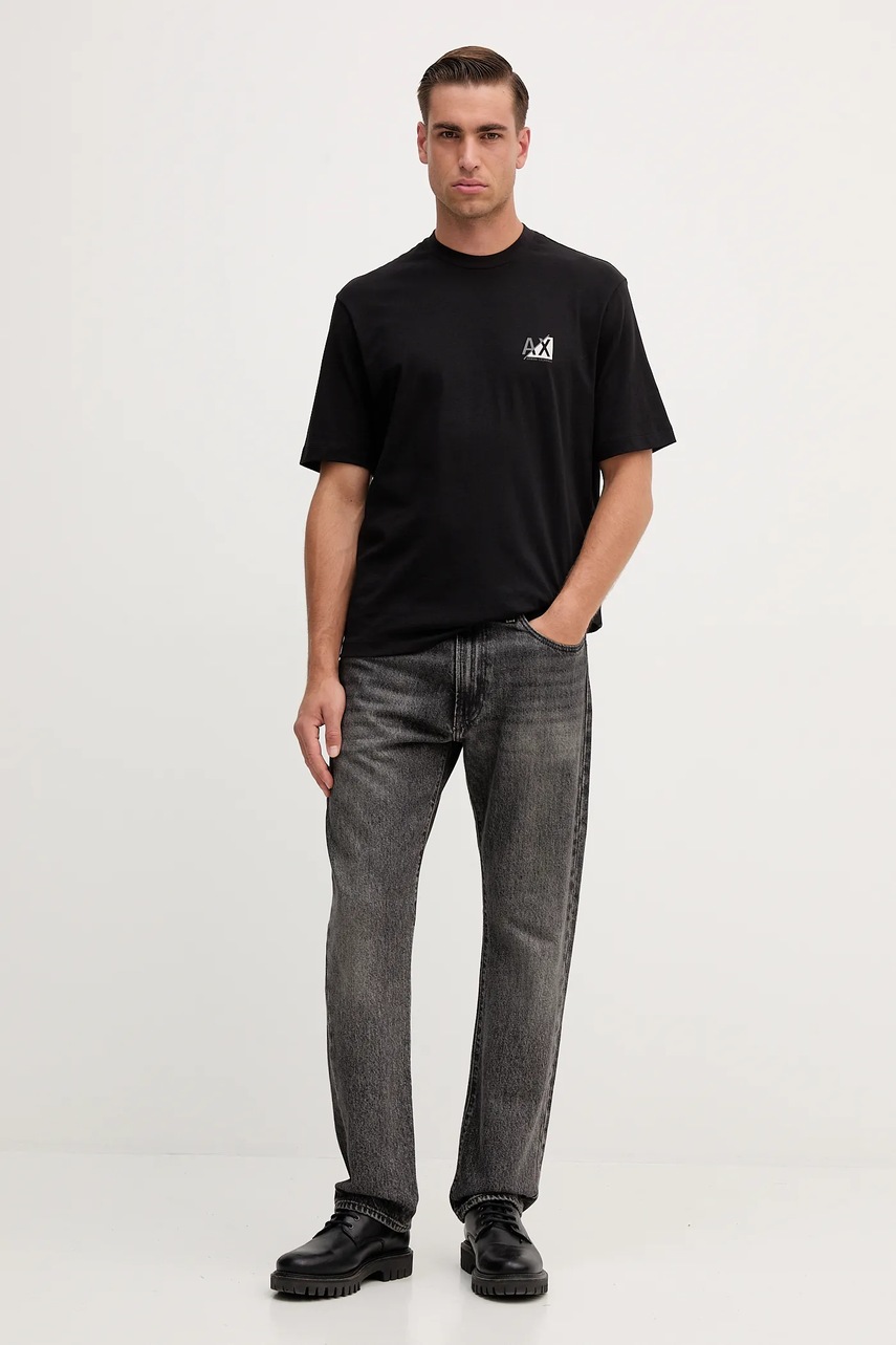 Хлопковая футболка Armani Exchange цвет чёрный с принтом XM001451 AF10356