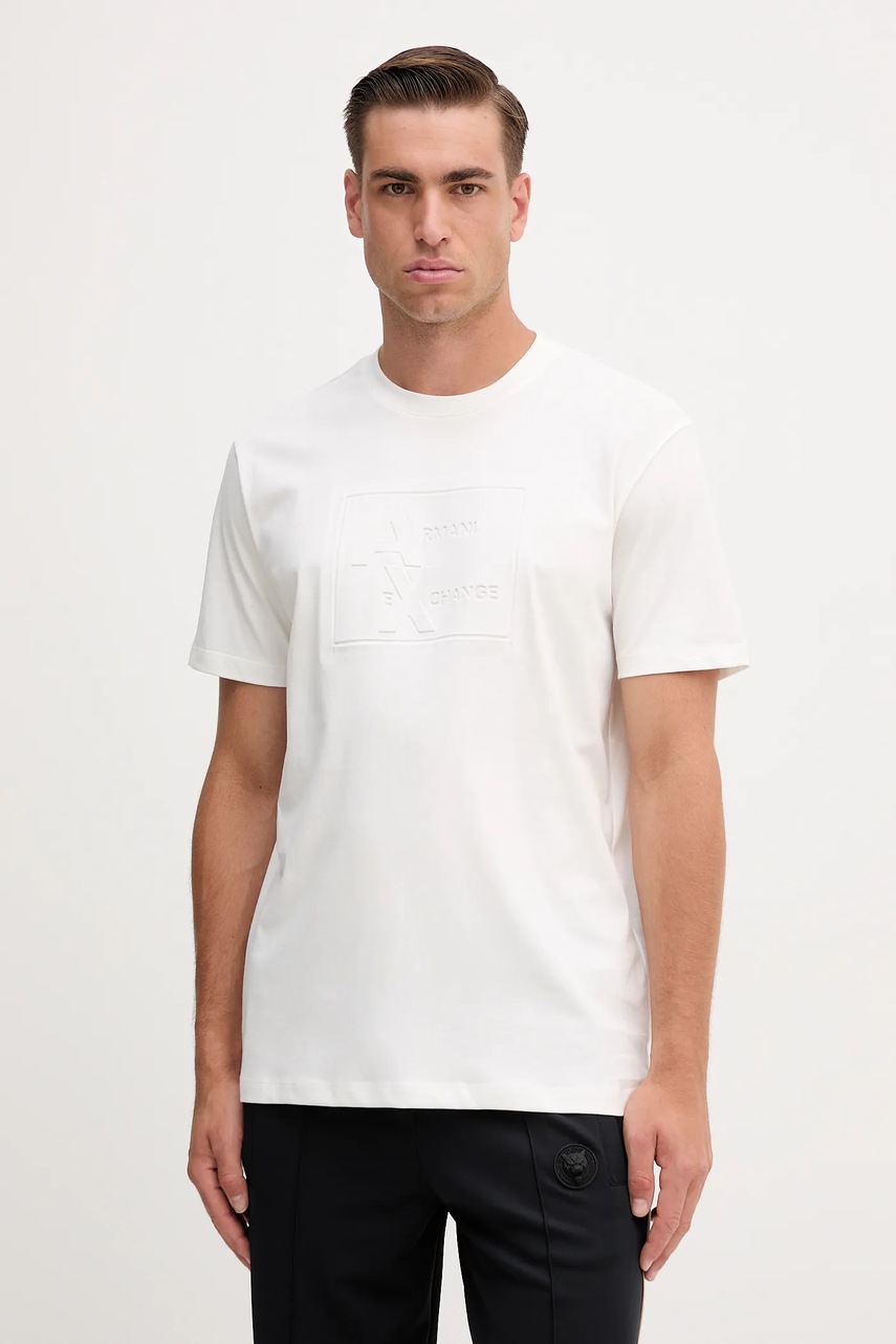 Levně Bavlněné tričko Armani Exchange pánské, bílá barva, XM001454 AF10361