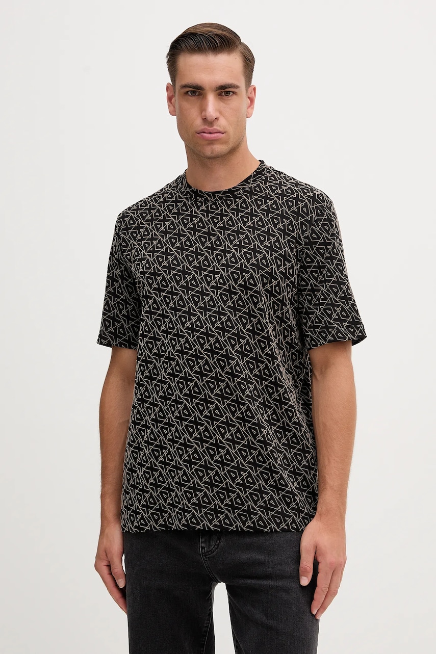 Armani Exchange tricou din bumbac culoarea negru, cu imprimeu, XM001897 AF10356