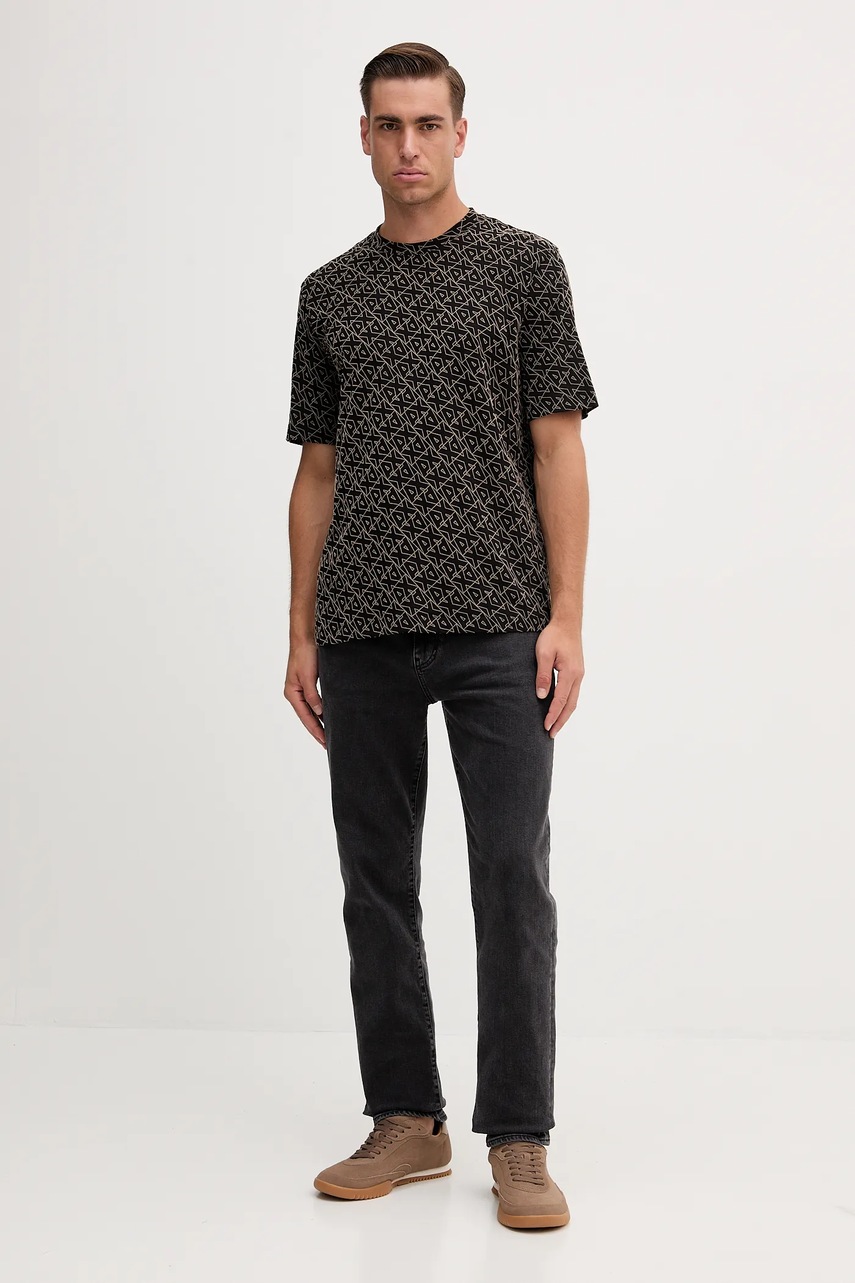 Хлопковая футболка Armani Exchange цвет чёрный узор XM001897 AF10356