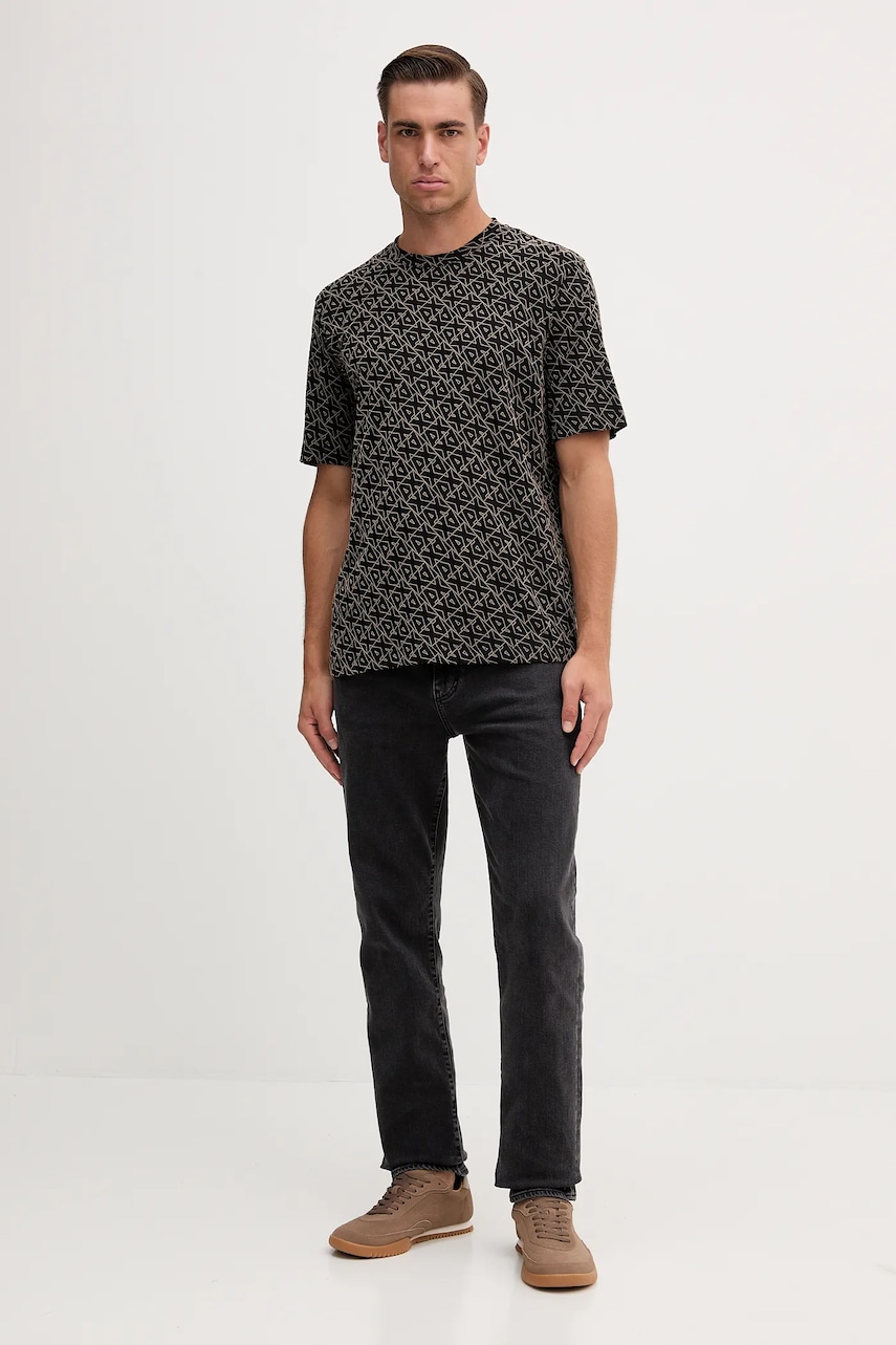 Хлопковая футболка Armani Exchange цвет чёрный узор XM001897 AF10356 Хлопковая футболка Armani Exchange цвет чёрный узор XM001897 AF10356