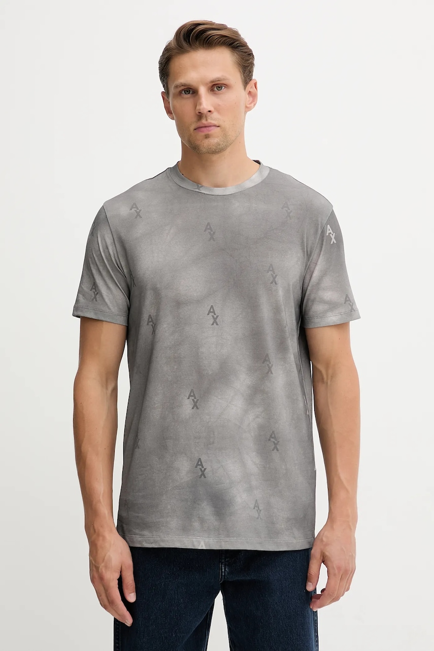 Levně Bavlněné tričko Armani Exchange pánské, šedá barva, XM001900 AF10356