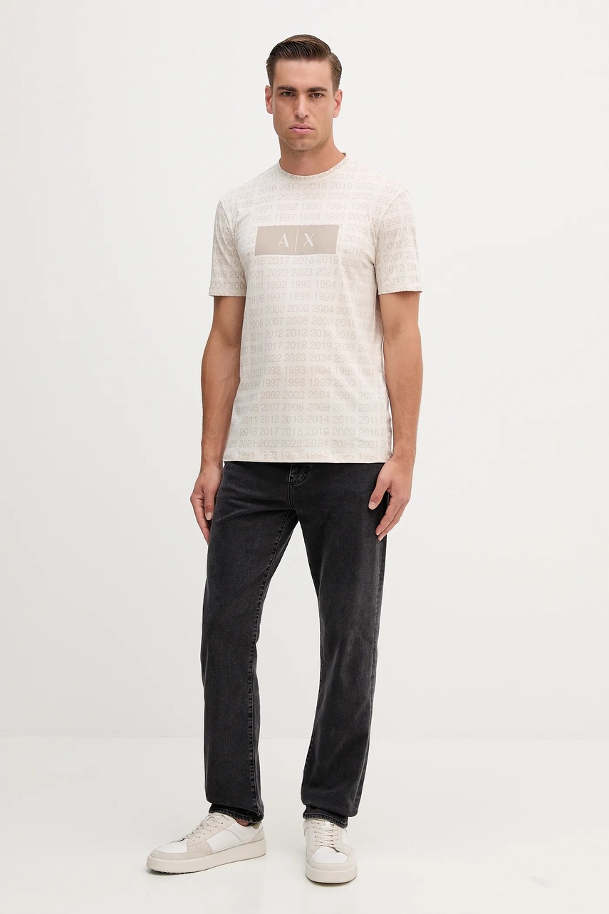 Хлопковая футболка Armani Exchange цвет бежевый с принтом XM001902 AF10356