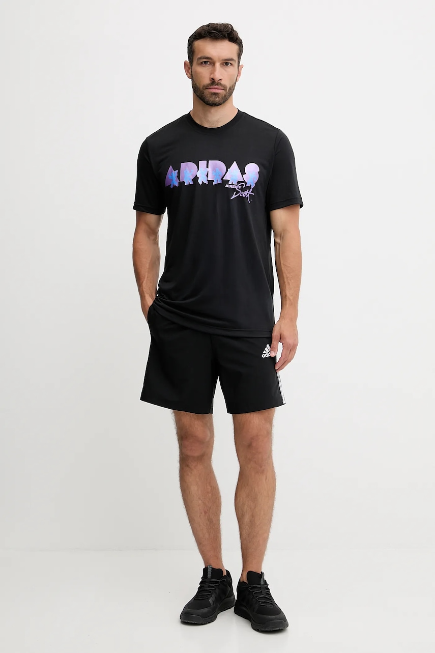 Футболка для тренировок adidas Performance PRIDE цвет чёрный узор JL7620 Футболка для тренировок adidas Performance PRIDE цвет чёрный узор JL7620