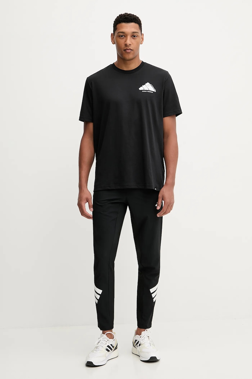 Футболка для тренинга adidas Performance TIE-INS цвет чёрный узор JW3926 Футболка для тренинга adidas Performance TIE-INS цвет чёрный узор JW3926