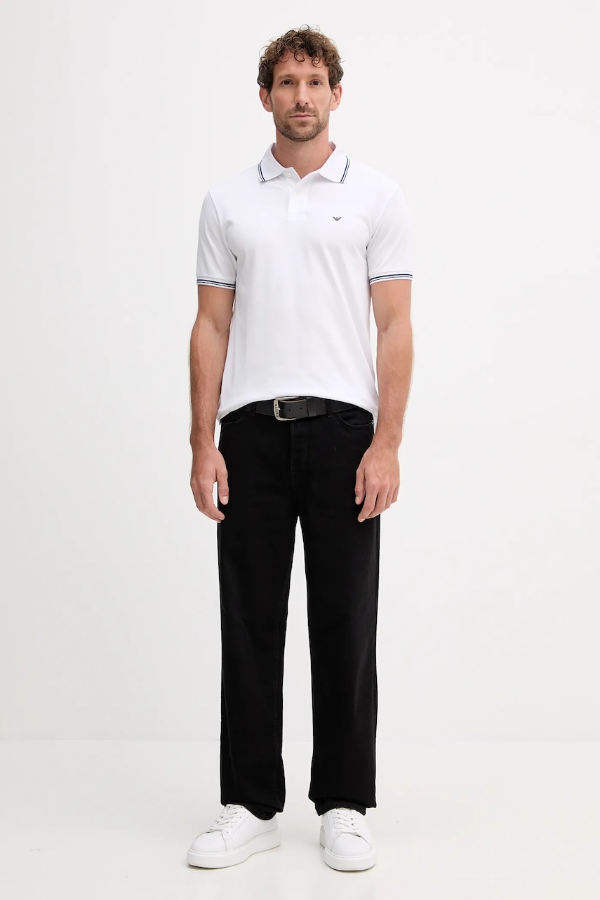 Поло Emporio Armani цвет белый однотонная 8N1FB4 1JPTZ Поло Emporio Armani цвет белый однотонная 8N1FB4 1JPTZ