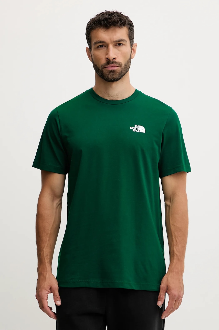 The North Face tricou Simple Dome culoarea verde, cu imprimeu, NF0A87NG1KI1