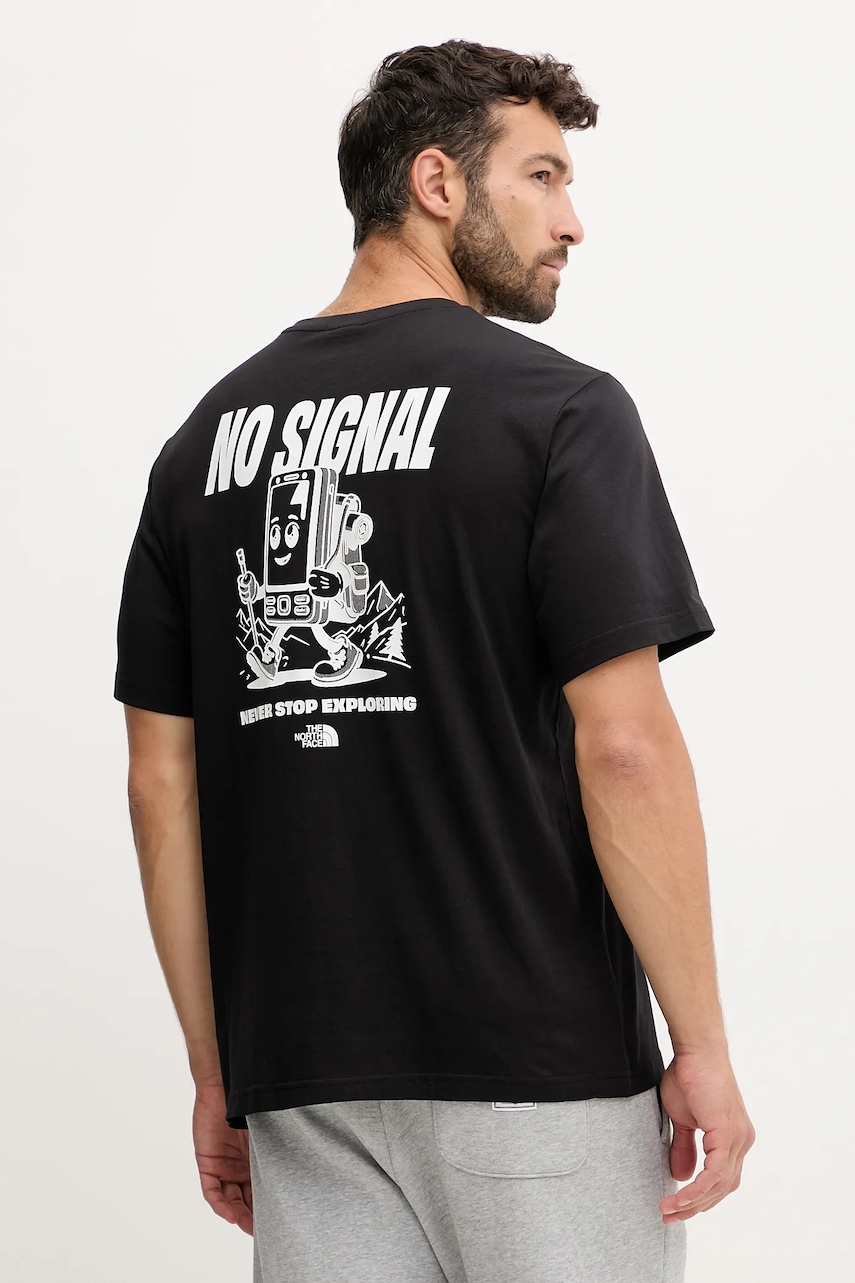 The North Face tricou din bumbac No Signal culoarea negru, cu imprimeu, NF0A8F2MJK31