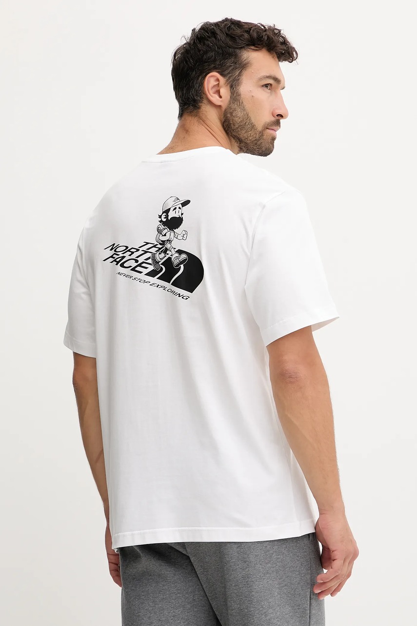 The North Face tricou din bumbac culoarea alb, cu imprimeu, NF0A8F2PFN41