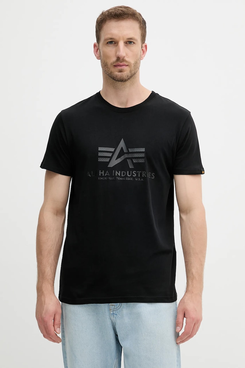 Alpha Industries tricou din bumbac culoarea negru, cu imprimeu, 100501CB.515