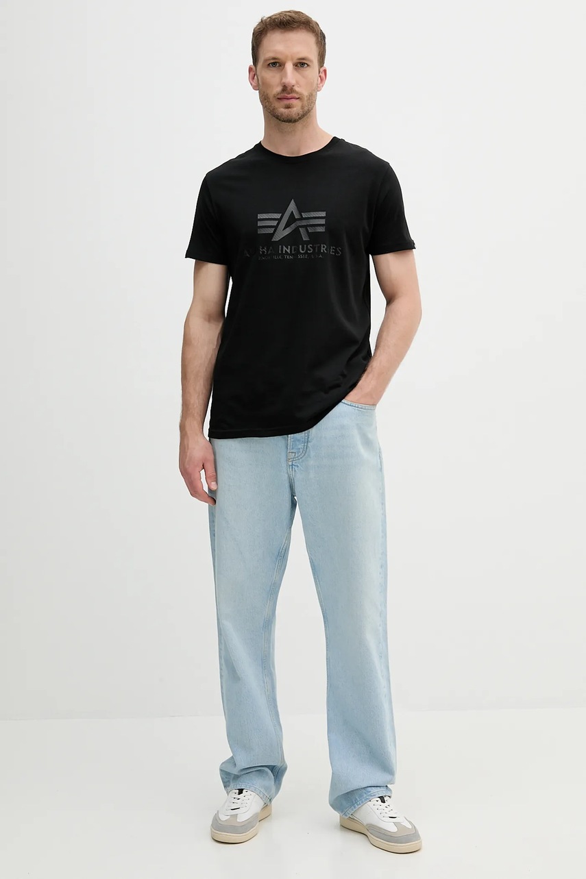 Хлопковая футболка Alpha Industries цвет чёрный с принтом 100501CB.515