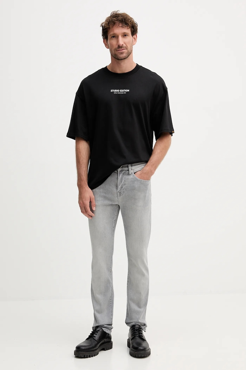 Хлопковая футболка Alpha Industries цвет чёрный с принтом 156553.03 Хлопковая футболка Alpha Industries цвет чёрный с принтом 156553.03