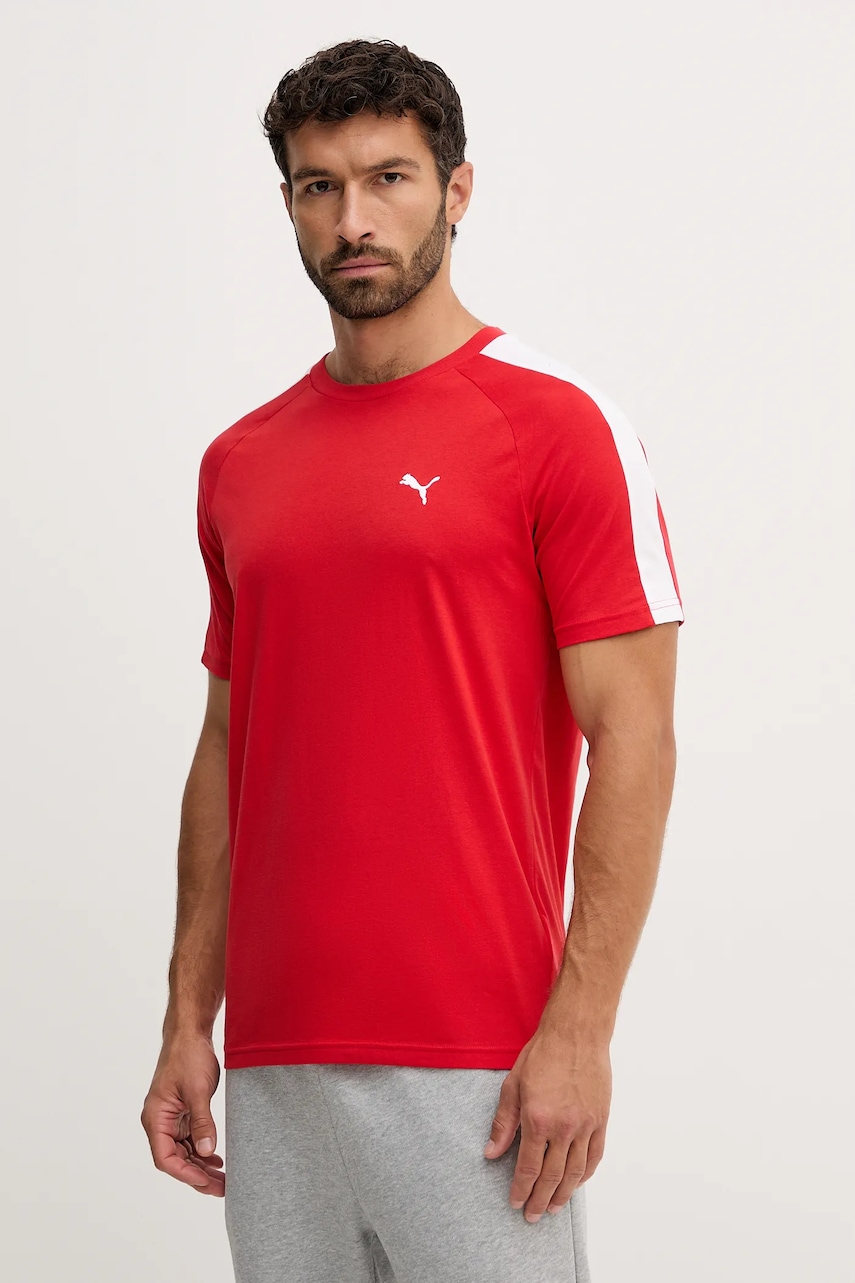Puma tricou din bumbac culoarea rosu, cu imprimeu, 629592