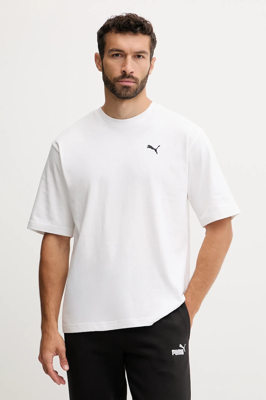 Puma tricou din bumbac culoarea alb, uni, 629645