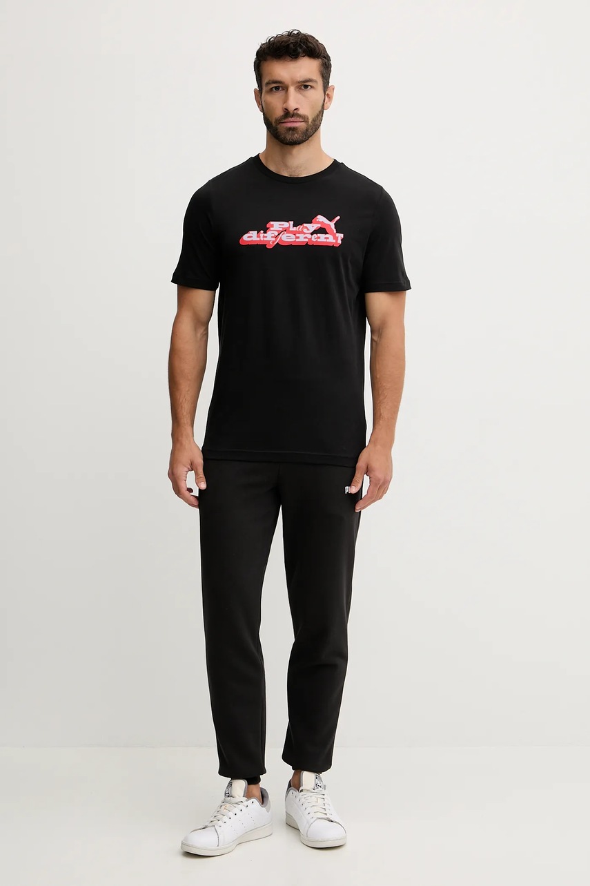 Хлопковая футболка Puma цвет чёрный узор 632111