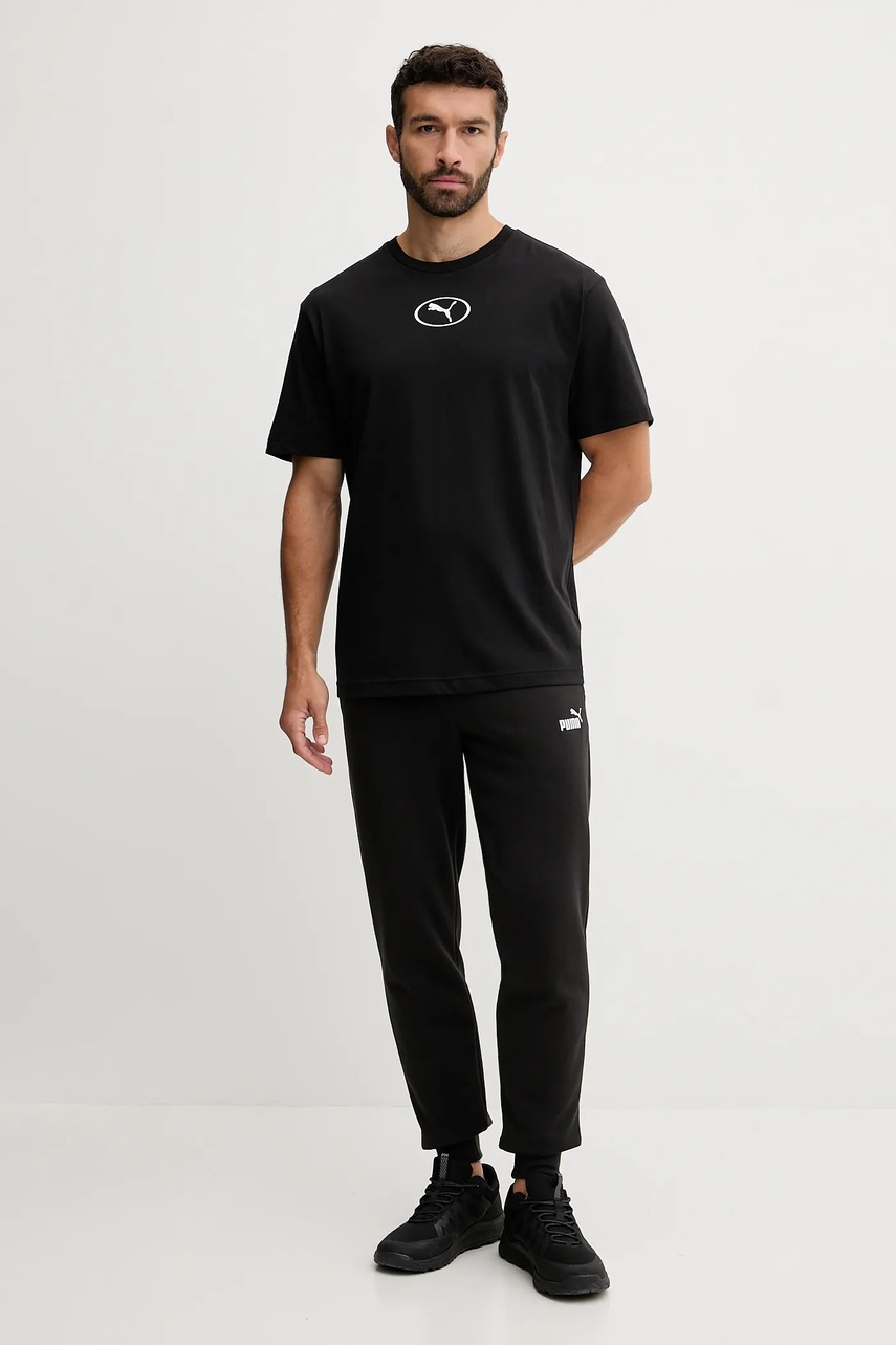 Хлопковая футболка Puma цвет чёрный узор 688242