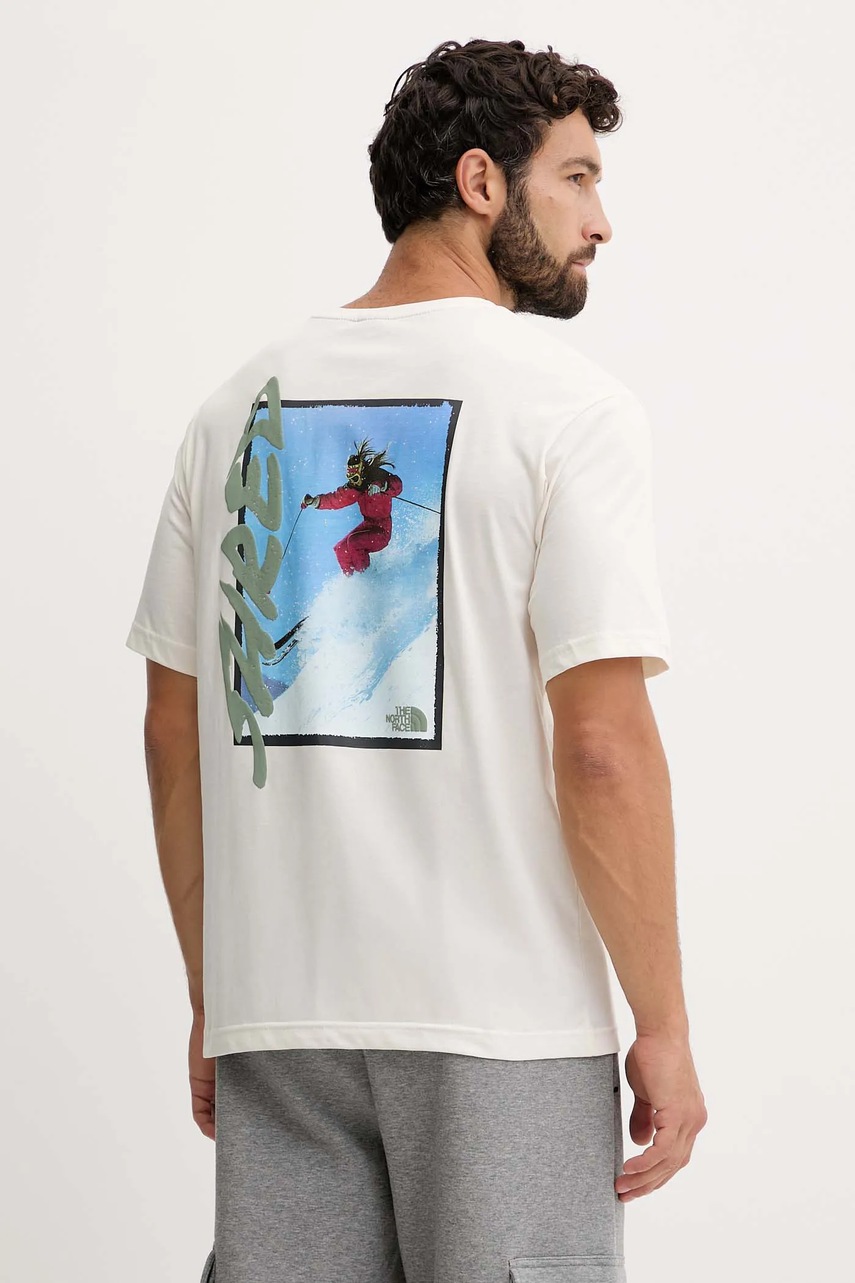 Βαμβακερό μπλουζάκι The North Face ανδρικό, χρώμα: μπεζ, NF0A8E4EQLI1 φωτογραφία