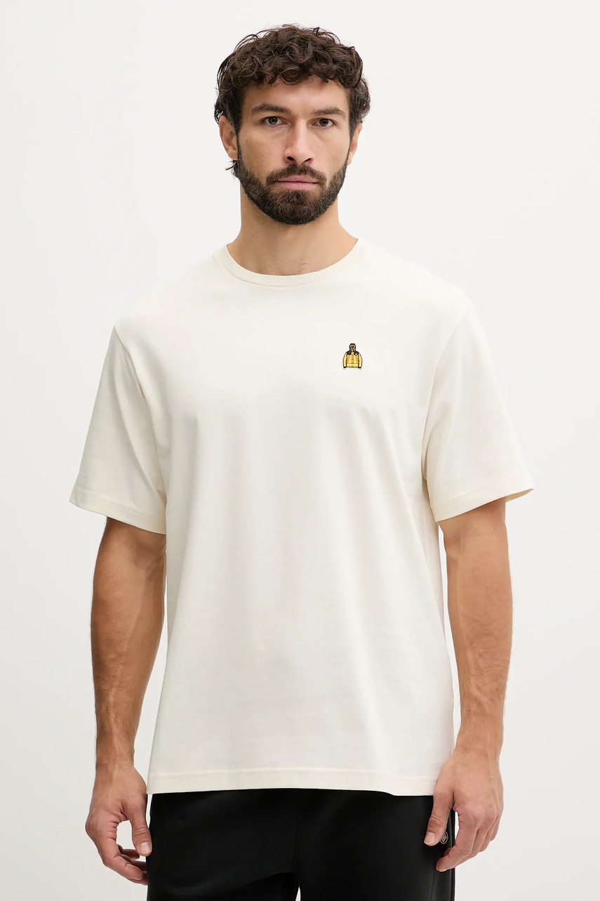The North Face tricou din bumbac Icon Mountain culoarea bej, cu imprimeu, NF0A8EU7QLI1