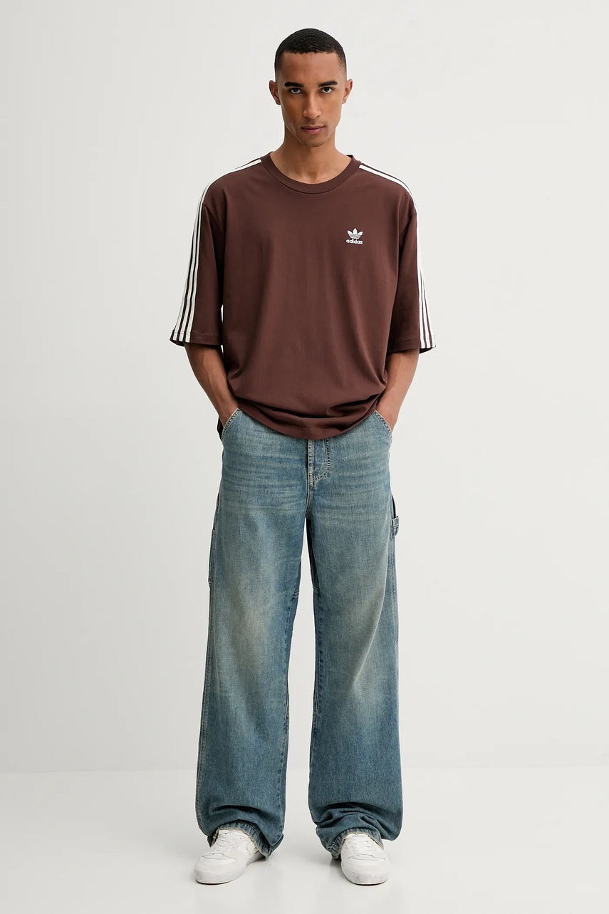 Хлопковая футболка adidas Originals Oversize Tee цвет коричневый с аппликацией KA0476