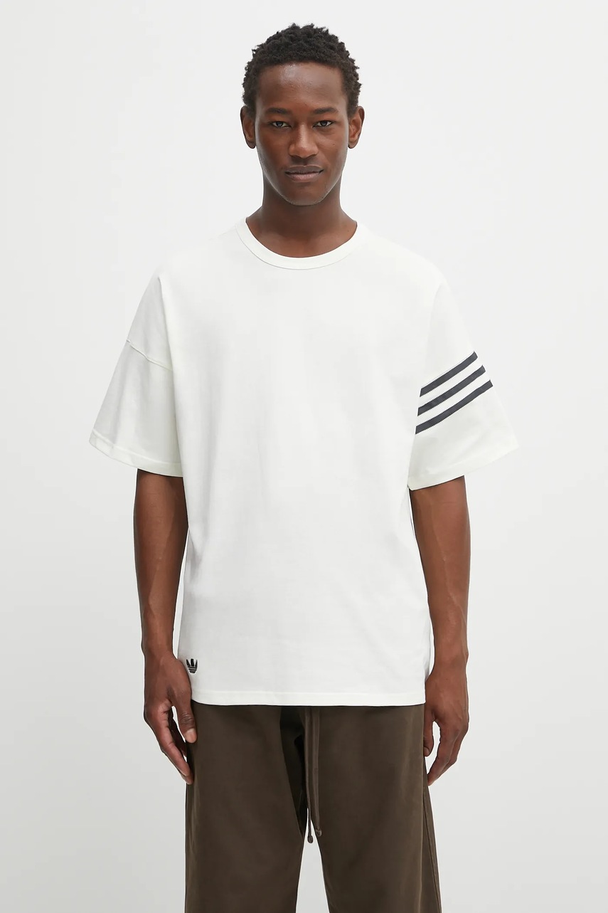 Bavlněné tričko adidas Originals Neu C Tee pánské, béžová barva, HZ3698