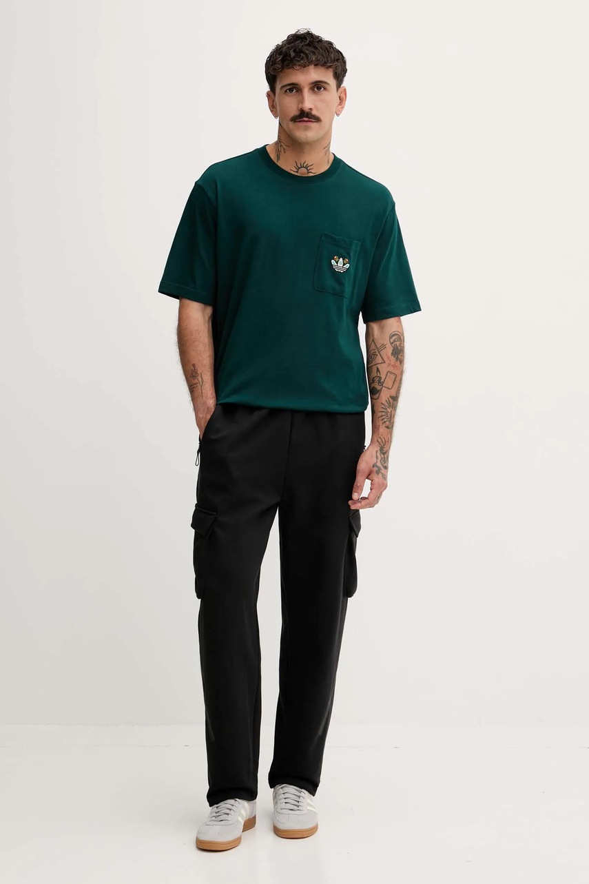 Хлопковая футболка adidas Originals Mg Lo Ss T цвет зелёный с аппликацией JY2990