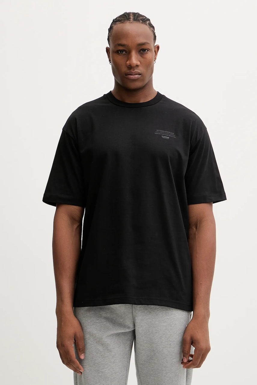 Hummel tricou din bumbac culoarea negru, cu imprimeu, 230022