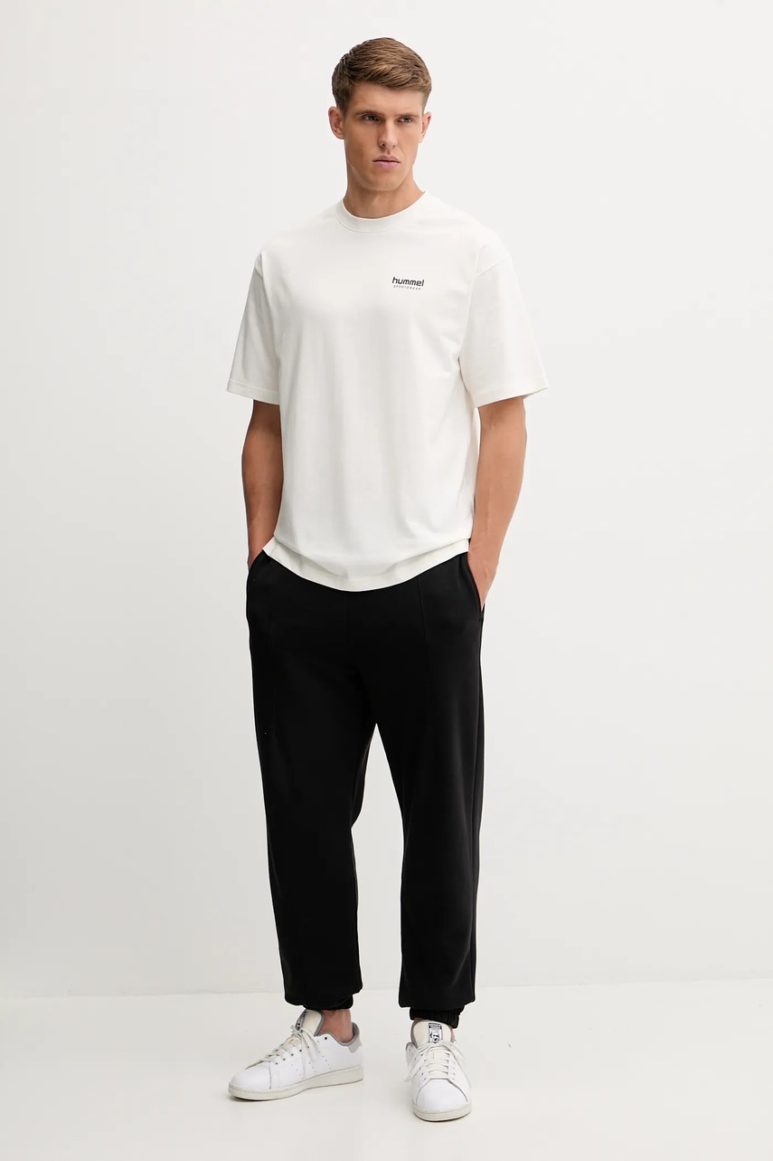 Хлопковая футболка Hummel цвет бежевый с принтом 230025